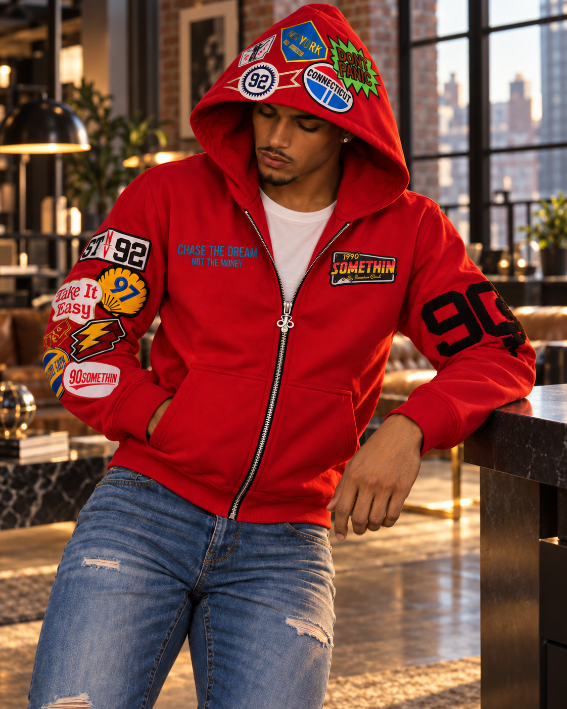 90’s Red Patch Hoodie