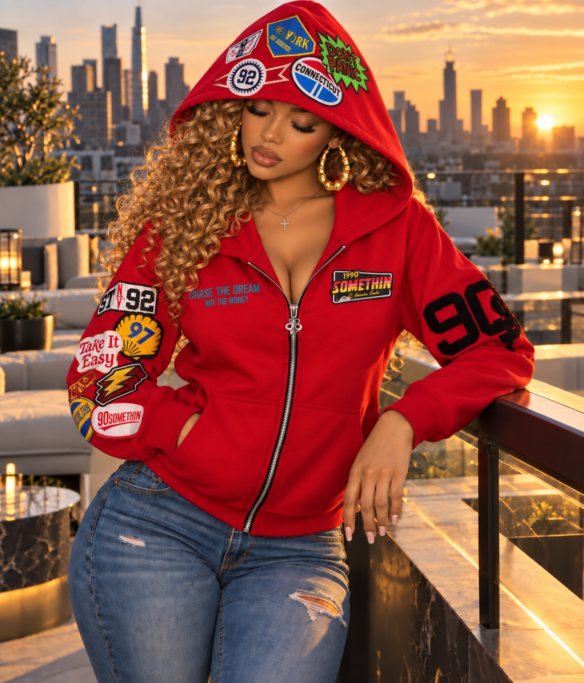 90’s Red Patch Hoodie