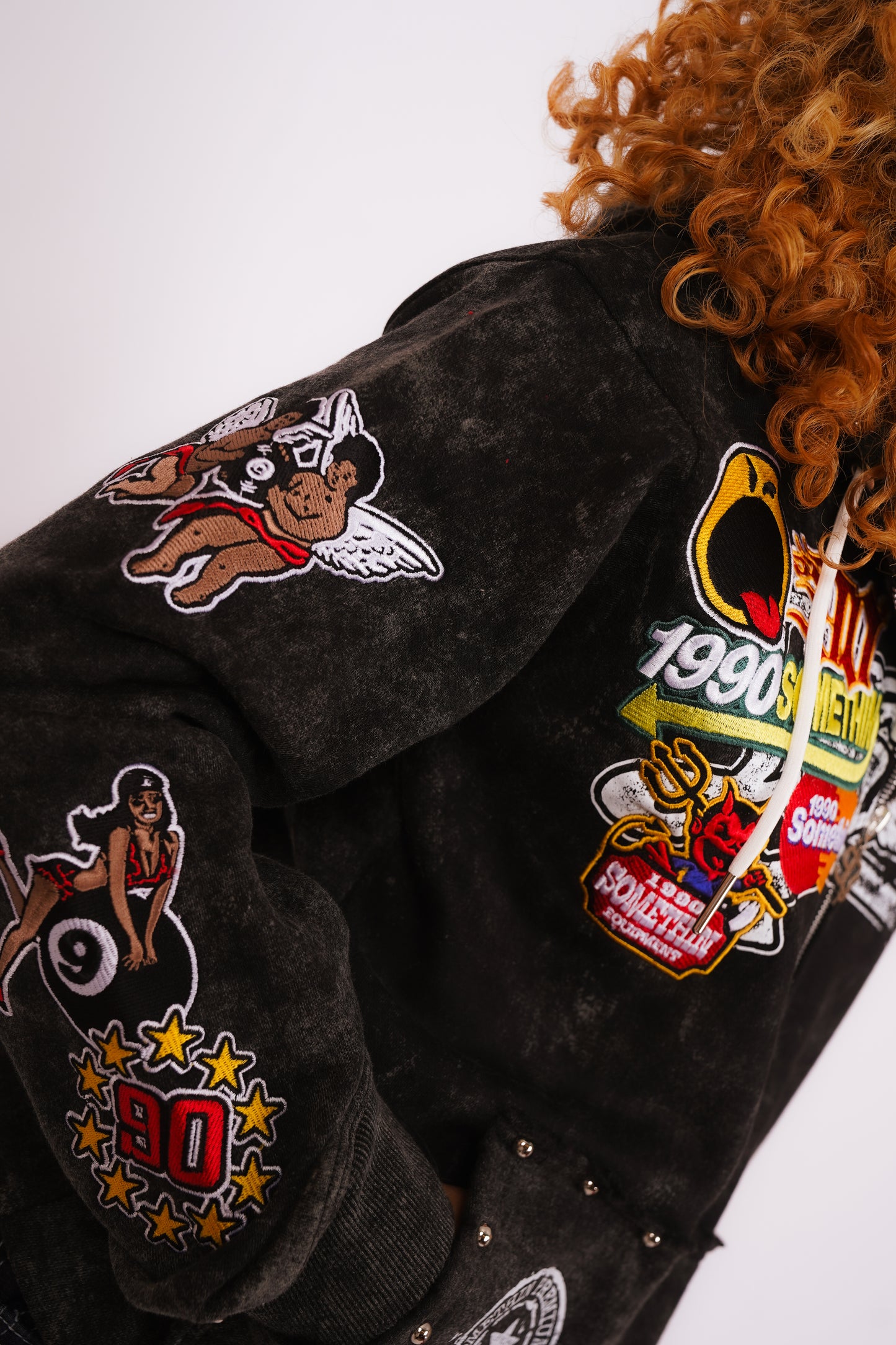 90’s black vintage wash Hoodie